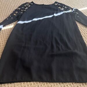 Black Dress with Floral Embellished Sleeves